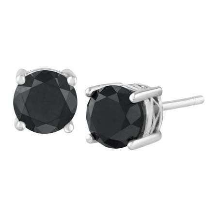 1 1/2 ct Black Diamond Stud Earrings in Sterling Silver