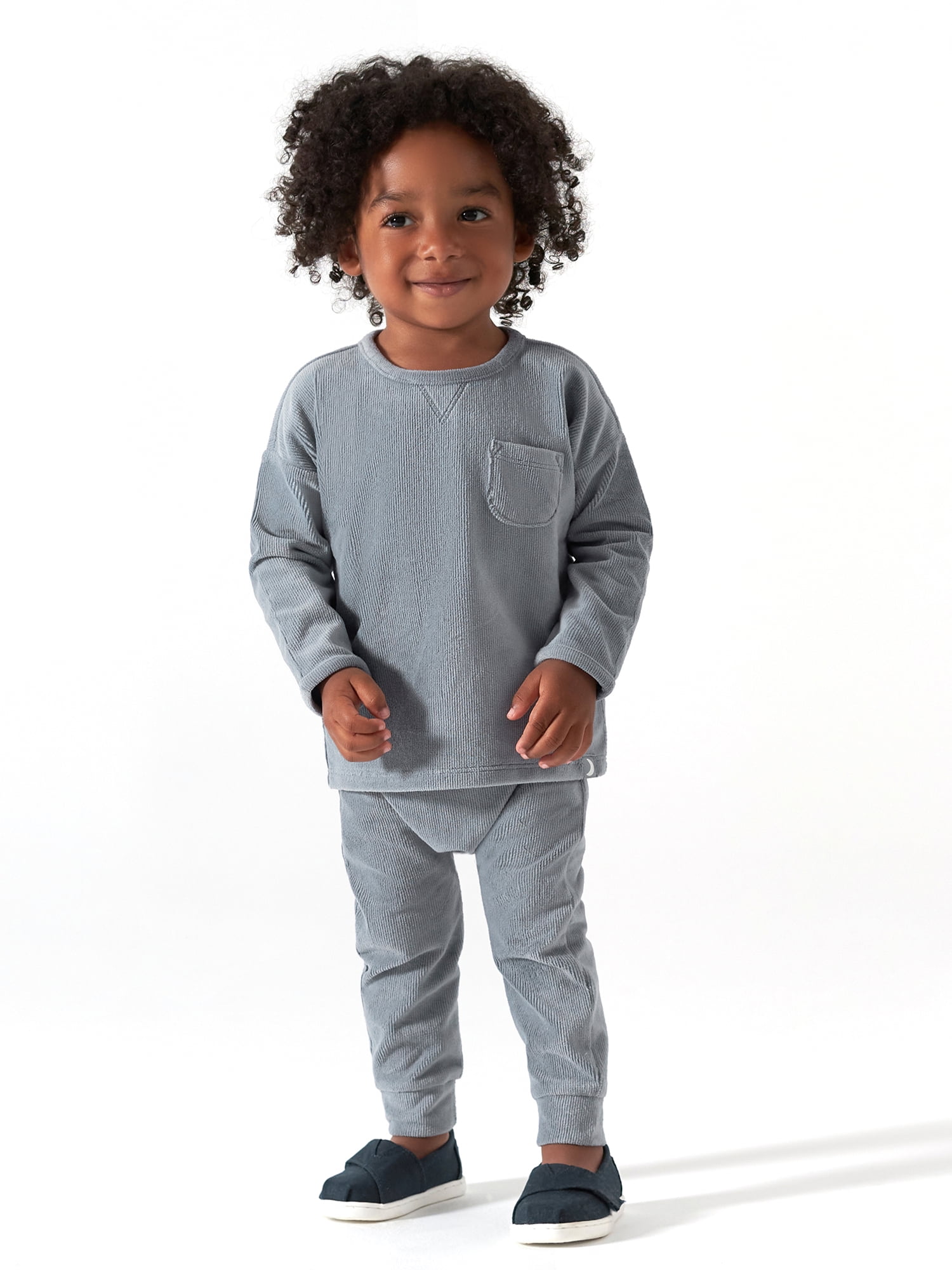 Modern Moments by Gerber Baby Boy or Girl Gender Neutral Long Sleeve Velour Top & Pant, 2-Piece Outfit Set, Sizes 0/3-24 Months