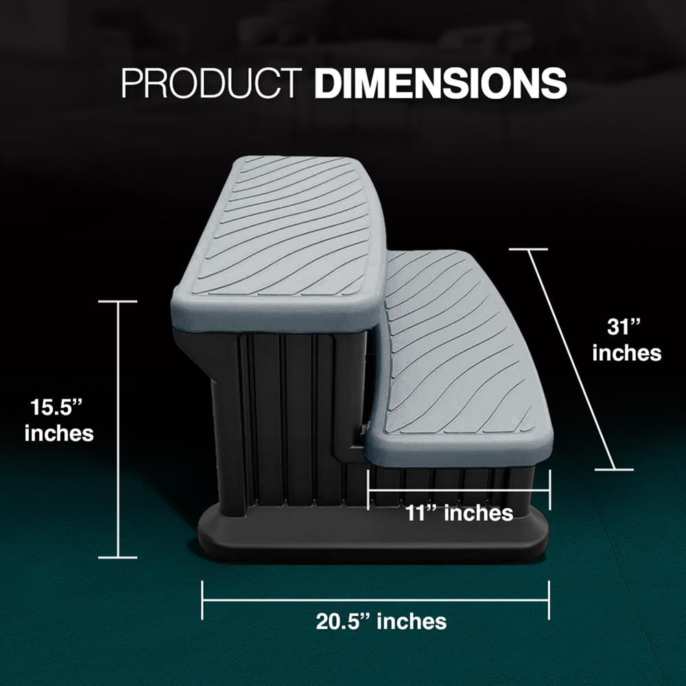 Puri Tech Universal Spa & Hot Tub Outdoor Steps No Slip Grip Support - 15 lb Light Gray
