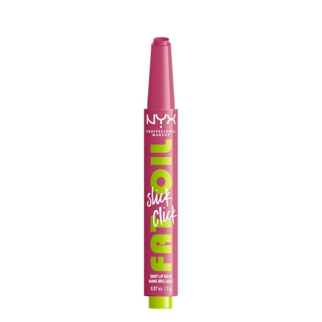 NYX PROFESSIONAL MAKEUP, Baume brillance Fat Oil Slick Click, Baume format bâton, Infusé d'huiles nourissantes, Fini haute brillance - Double Tap (Raspberry Pink)