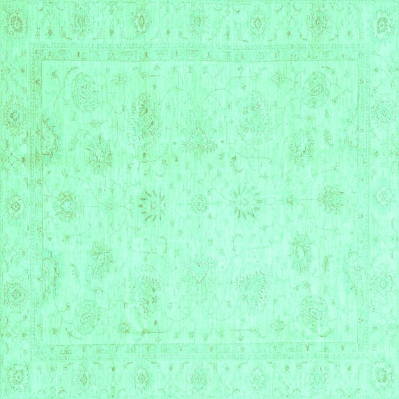 Ahgly Company Indoor Square Oriental Turquoise Blue Traditional Area Rugs, 3' Square