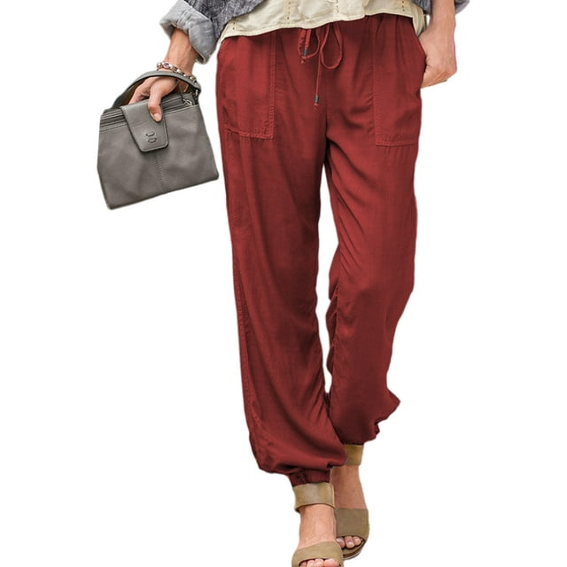 Womens Drawstring Harem Pants Loose Jogger Running Pants Comfy Lounge Yoga Workout Pants with Pockets