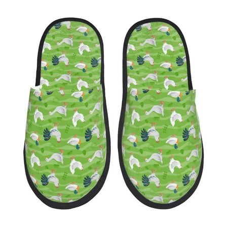 

Qokaie Animal Farm Print Fuzzy Slippers for Women – Soft Plush Indoor Slippers with EVA Sole Cozy and Comfortable for Home and Travel-Medium