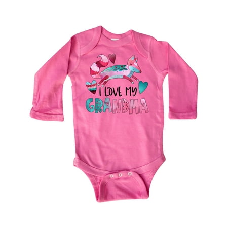 

Inktastic I Love My Grandma Pink and Blue Fox with Hearts Gift Baby Boy or Baby Girl Long Sleeve Bodysuit