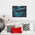 thumbnail image 4 of Kdxio Vintage Blue Pattern Whale Pattern Canvas Wall Art for Living Room Wall Decor for Bedroom Bathroom Modern Framed Canvas Art Prints Ready to Hang,Horizontal, 4 of 6