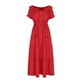 thumbnail image 4 of JUNWELL Aubaines Tente pour Femmes Été Automne Mode Manches Courtes Invitée de Mariage Robe de Bal Unie Robe de Fête Épaules Dénudées Col Boho Robes Coupe Ajustée Grande Ampleur Vacances Plage Vert 4, 4 of 7