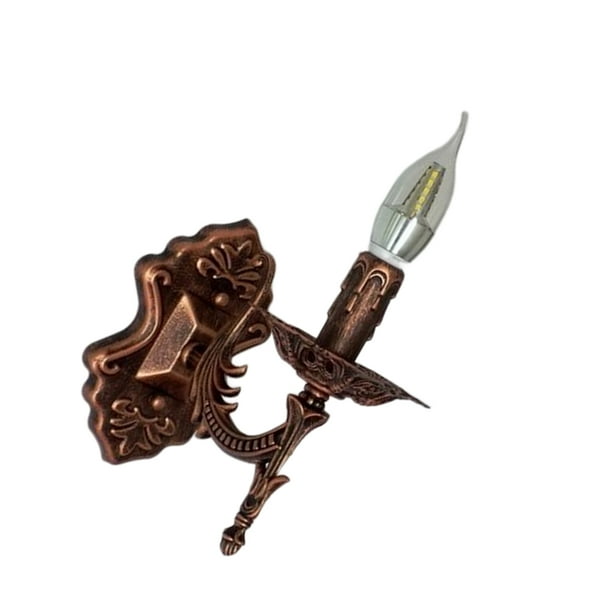 Bewildely Luz de montada en la pared, lámpara de pared de estilo europeo, herramienta de iluminación decorativa para sala de estar, pasillo, Iluminación y accesorios Cobre antiguo Bewildely HA072998-04