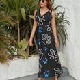 thumbnail image 6 of Dog Paw Print Dress Fashion Boho Beach Long Dresses Female Party Printed Maxi Dress, 6 of 9