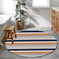 thumbnail image 3 of Orange Grey Striped Round Area Rug 3Ft Washable Small Circle Rugs for Kitchen Entryway, Farmhouse Stripes Modern Abstract Art Non-Slip Carpet Floor Mats Indoor Outdoor Carpet Runner Home Decor, 3 of 8