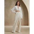 thumbnail image 4 of Women'S Polka Dots Wide Leg Tailored Pants High Waisted Belted Loose Trousers with Pockets Color XXL, 4 of 10