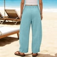 thumbnail image 5 of Hurxie Wide Leg Linen Pants for Women Drawstring Waist Lightweight Summer Pants with Pocket Baggy Cotton Linen Palazzo Pants Mint Green,S, 5 of 7