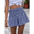 thumbnail image 5 of Boho Floral High Waist Drawstring Skorts for Women - Summer Ruffle Flowy Skirts Blue XL, 5 of 9