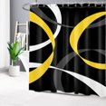 thumbnail image 2 of Abstract Geometric Shower Curtain for Bathroom,Yellow Grey and White Striped on Black Background Fabric Shower Curtain with Hooks,Modern Aesthetic Bathroom Curtains Shower Set,72x84 inches, 2 of 6