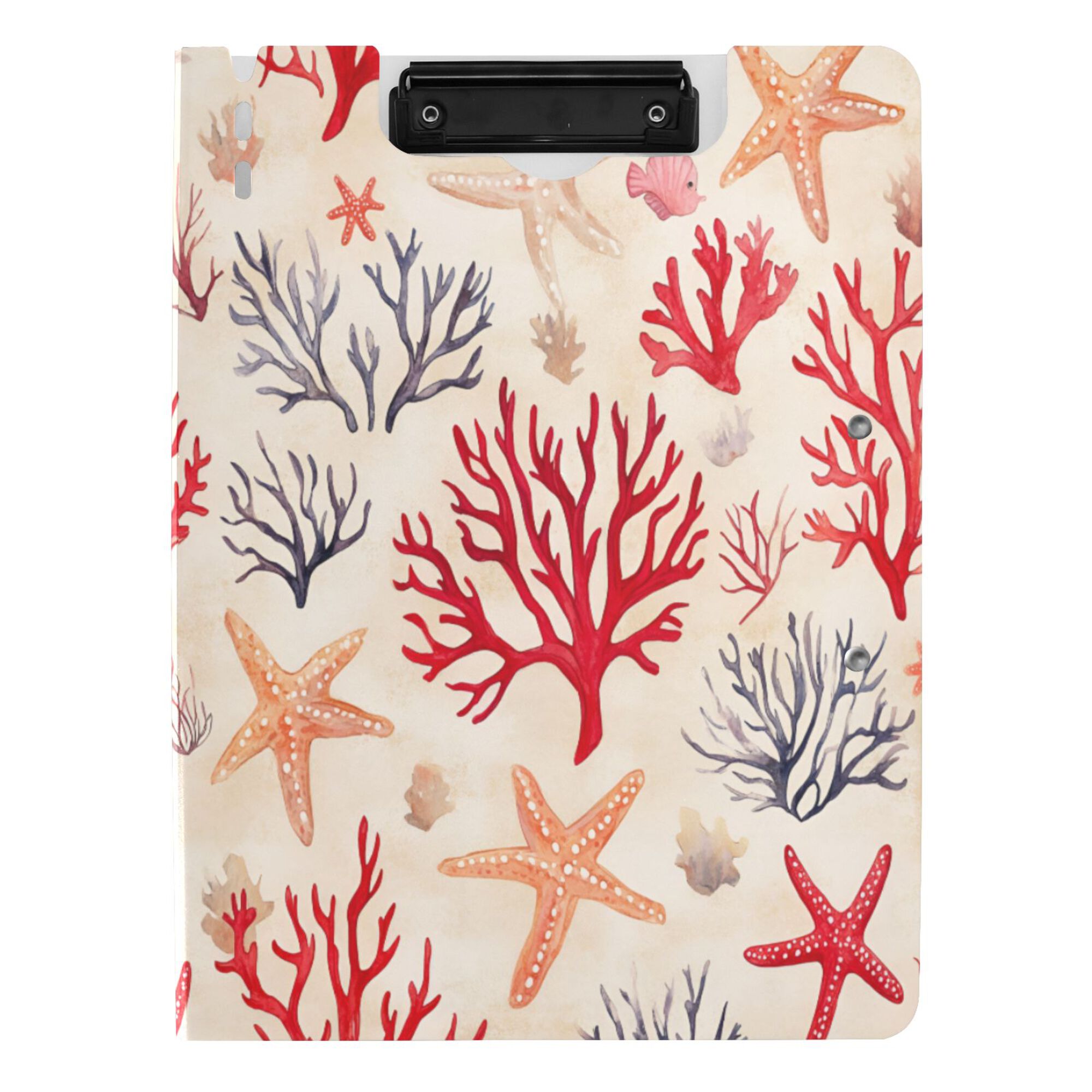 FORMRS A4 Clipboard Folder with Pen Holder Horizontal Foldable School Office Binder, Retro Starfish