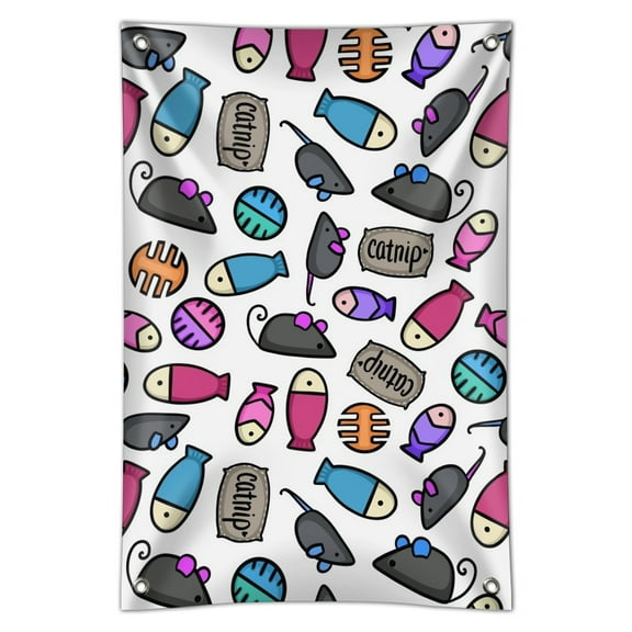 Cat Toys Mouse Fish Catnip Pattern Home Business Office Sign