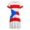 thumbnail image 4 of Puerto Rico Flag Short Sleeve Dress Women Summer Evening Dresses Ladies Sundress, 4 of 7