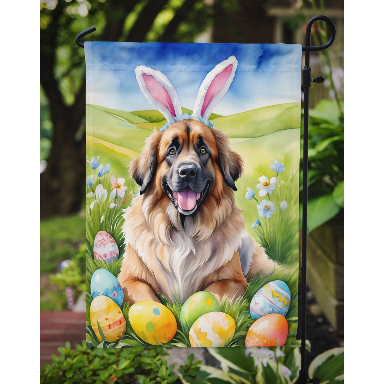Leonberger Easter Egg Hunt Garden Flag 11.25 in x 15.5 in