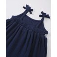 thumbnail image 6 of 6 Months Baby Girls Dress 12 Months Girls Sleeveless Dress Off-the-shoulder Infant Girls Solid Color Summer Halter Dress Dark Blue, 6 of 8