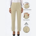 thumbnail image 7 of Hurxie Dress Pants Women Work Business Pants Tummy Control Office Straight Leg Trousers High Waisted Ladies Slacks Beige,XL, 7 of 7