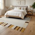 thumbnail image 3 of ODIKA Beige Spotted Cow Striped Border Bold Patchwork Blocks Abstract Foldable Easy Care for Queen Size Bedroom, Under Bed, Master Suite, 3 of 7
