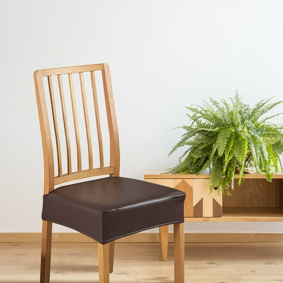 2Pcs PU Chair Seat Covers Sturdy Chair Cover Water and Oil Resistant Cushion Cover Double Leather Strap Design Easy to Clean Easy to Fit Cushion Cover for Chairs