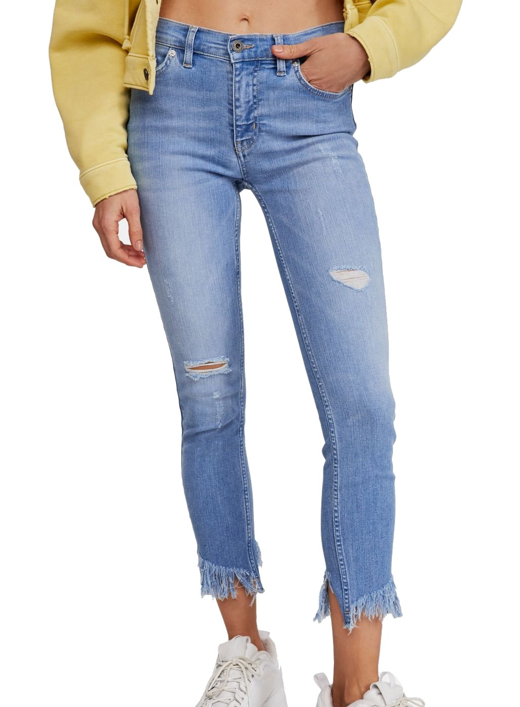 womens white jeans frayed hem