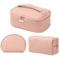 thumbnail image 1 of Cosmetiquera para Maquillaje 3Pcs, Portátil Impermeable Bolsa de Maquillaje, Cosmetiquera Multifuncional de Viaje, Grande Capacidad, Neceser para Mujer (rosa), 1 of 4