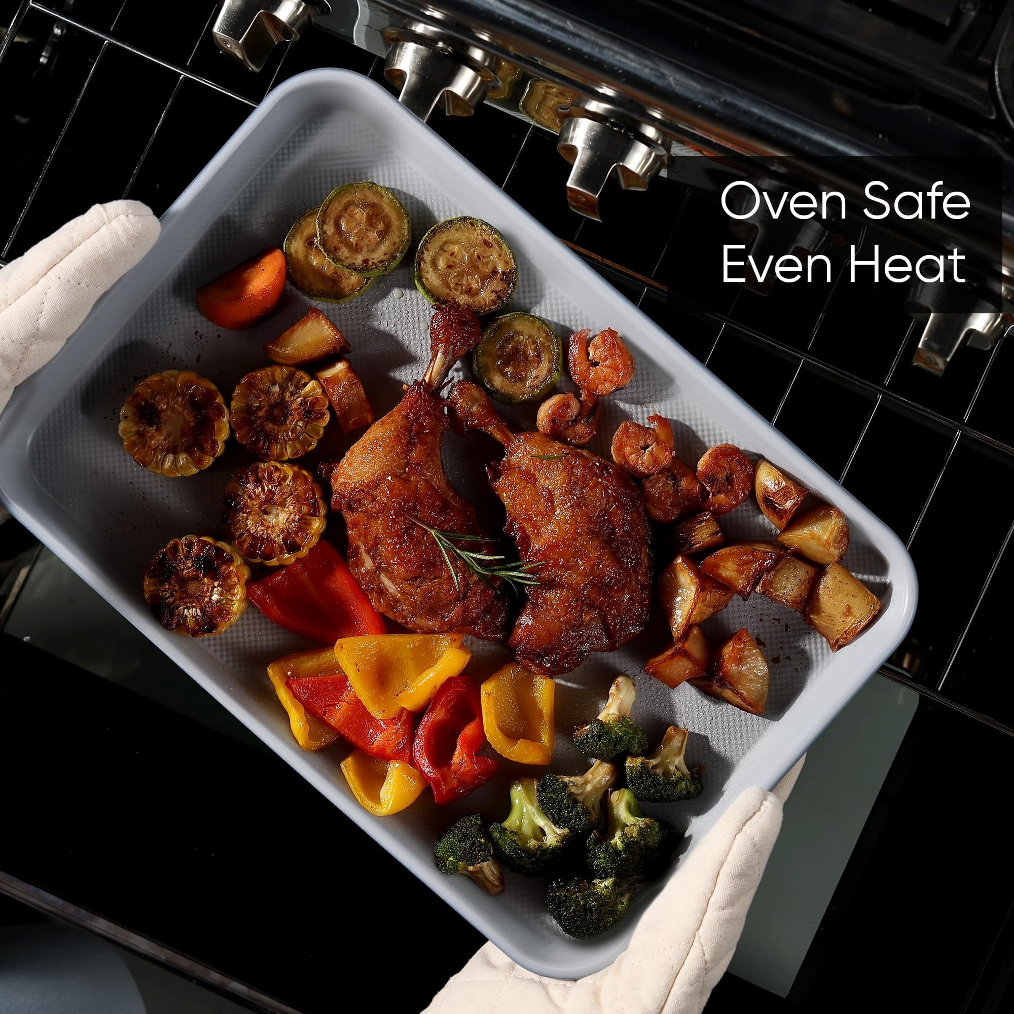 3-Piece Baking Pan Set - Bakeware Set, Baking Sheet Set Including 13 Inch 15 Inch 17 Inch Sheet Pan, Cookie Sheet for Baking, Deep Olive Green