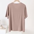 thumbnail image 4 of Loopsun Plus Size Womens Summer Tops, Women's Solid V-neck Short Sleeved Loose Top Short Sleeved V-neck Top/shirt Khaki L, 4 of 5
