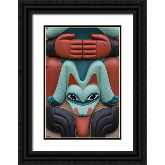 Paulson, Don 23x32 Black Ornate Wood Framed with Double Matting Museum Art Print Titled - USA, Washington State, Jamestown Totem art PR