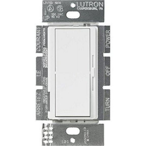 Lutron DVSTV-WH Fluorescent/LED Dimmer, Diva, White