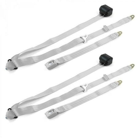Standard 3 Point Gray & Grey Retractable Bucket Seat Belt Kit for Jeep CJ & DJ 1953-1970 - 2 Belts