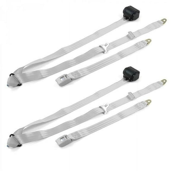 Standard 3 Point Gray & Grey Retractable Bucket Seat Belt Kit for Ford Truck 1980-1986 F150 - 2 Belts