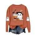 thumbnail image 2 of Womens Sweatshirts Plus Size Halloween Cute Ghost Printed Long Sleeved Round Neck Loose Fitting Sweatshirt,Tops for Women, 2 of 6