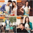 thumbnail image 4 of Teal Gold Splash Marble Apron-Garden Aprons for Women with Pockets-Cotton Linen Waterproof Kitchen Cooking Gardening Aprons Adjustable for Kitchen,Cooking,BBQ and Salon 33x27 Inch, 4 of 7