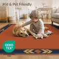 thumbnail image 4 of ODIKA 8'x10' Washable Area Rug Orange Rust Geometric Border Design Art Style with Bold for King Size Bedroom Under Bed, Master Suite, Non-Shedding, Easy Care, 4 of 7