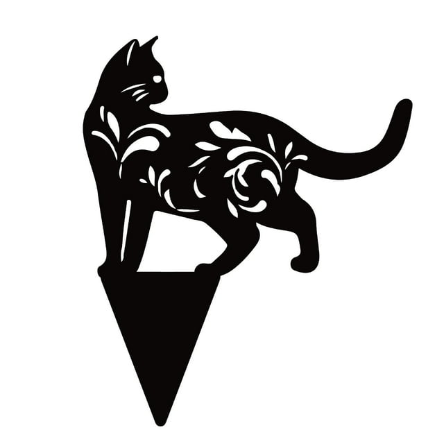 Fiudx Adornos de Jardín de Gato Negro, Diseño Acrílico Hueco, Resistentes a La Intemperie, Estatuas Decorativas para Jardín, Decoración Única para Exteriores, Regalo Ideal para Amantes de La Jardiner