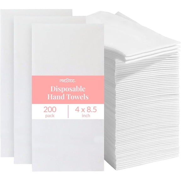 200 Disposable Paper Hand Towels That Feel Like Linen Napkins, 2-Ply - Guest Towels, Wedding Paper Napkins, Disposable Napkin for Guest Bathroom, Parties, Dinners, Events (White)​
