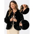 thumbnail image 2 of DARING DIVA Women's Faux Fur Long Sleeve Fluffy Outerwear Coat L Black, 2 of 6