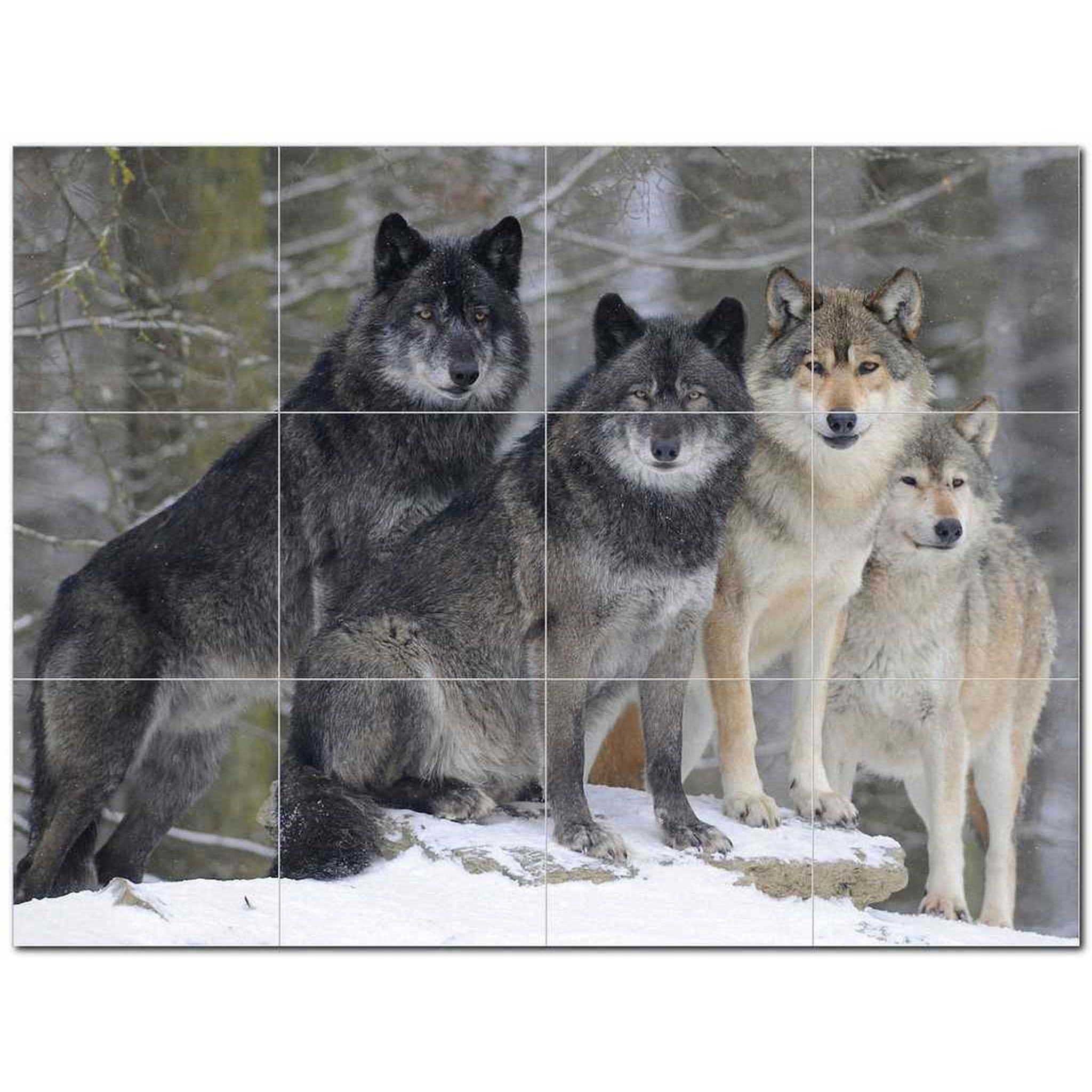 Wolf Wolves Ceramic Tile Mural Kitchen Backsplash Bathroom Shower