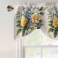 thumbnail image 5 of Tie Up Valances for Windows, Yellow Blue Floral Leaves Adjustable Valance Curtains Window Treatment for Living Room/Bedroom, Vintage Flowers Botanical Rod Pocket Kitchen Curtains & Drapes 54x18 Inch, 5 of 9