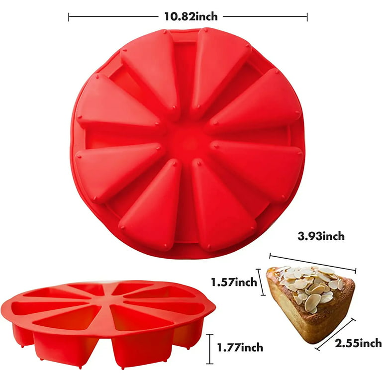 1pc Silicone Cake Scone Pan, Triangle 8 Cavity Pizza Cake Pan, Internal  Diameter 4 inch Cake Pan for Brownies Muffins, Cheesecake, Cornbread  Kitchen Baking Shapes (Deep Red)