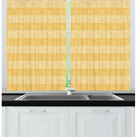 Ambesonne Orange and White Kitchen Curtains, Giraffe Skin, 55"x39", Orange and White