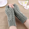 thumbnail image 1 of Guantes de invierno abiertos para mujer, cálidos, de medio dedo, de lana, con boca plana, 1 of 6