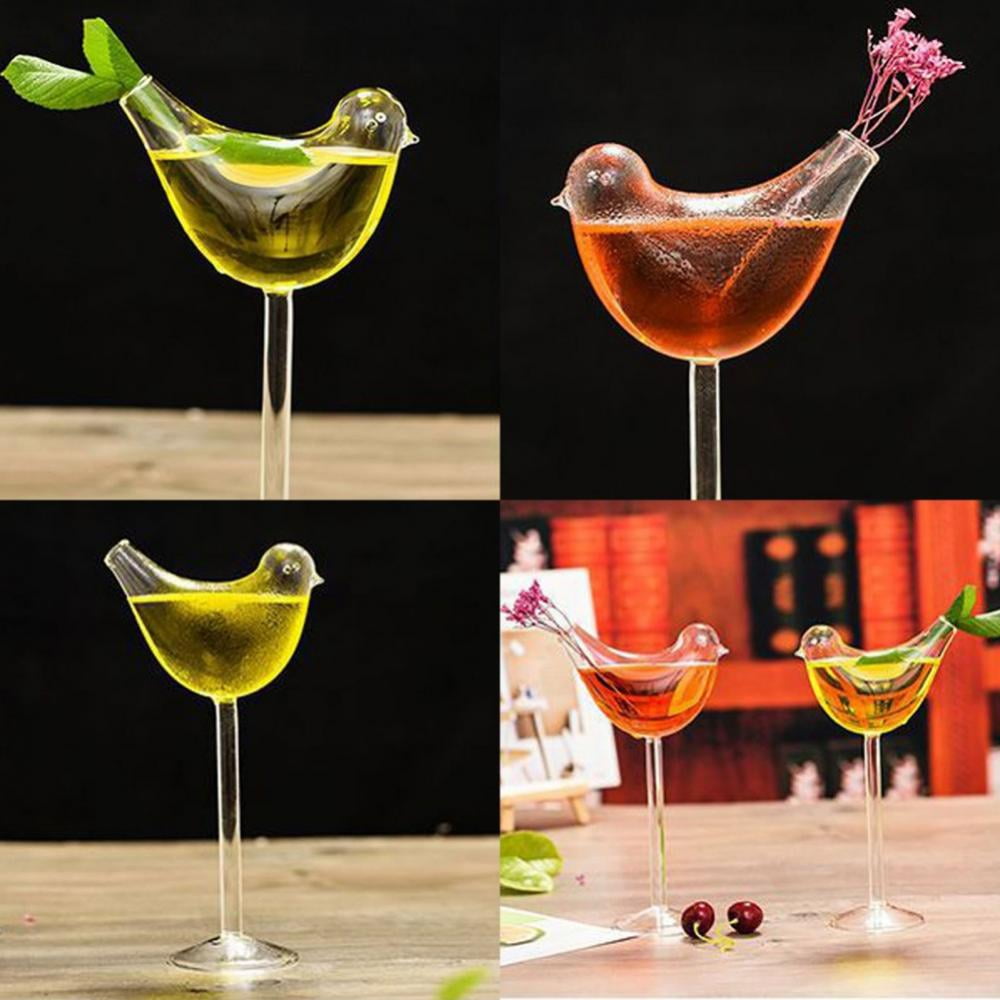 USEEKRIL Cocktail Glass Set of 2 Bird Glasses Drinking Bird  Shaped Wine Glass 5oz Unique Bird Shape Martini Goblet Glassware Champagne  Coupe Glass for KTV Home Bar Club: Martini Glasses