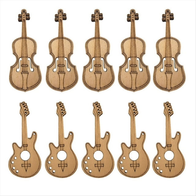 10 adornos de guitarra en miniatura hechos a mano, de madera, para proyectos de bricolaje.