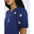 thumbnail image 4 of Free Assembly Women’s and Women's Plus Embroidered Mini Dress with Puff Sleeves, Sizes XS-4X, 4 of 5