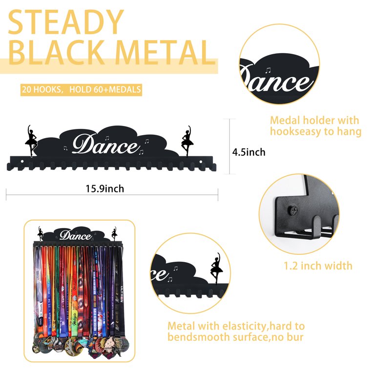 Goutoports Custom Medal Display Rack | Holds 60+ Medals & Trophies | Wooden Shelf With Motivational Quote