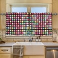 thumbnail image 2 of Yayeee Kitchen Curtains Tier Set of 2 Light Filtering 57"x36" Over Sink Window Panels, Colorful Block Pattern, 2 of 7