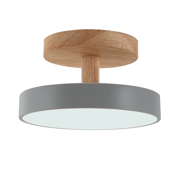 Autrinix ​​Wood Ceiling Light, Rustic Design With Acrylic Shade & 3 Light Colors For Dining Room & Kitchen